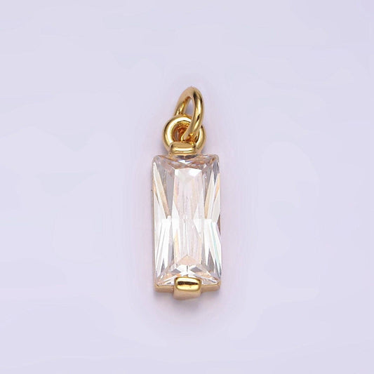 24k gold filled clear baguette cz bezel add-on charm | ac881