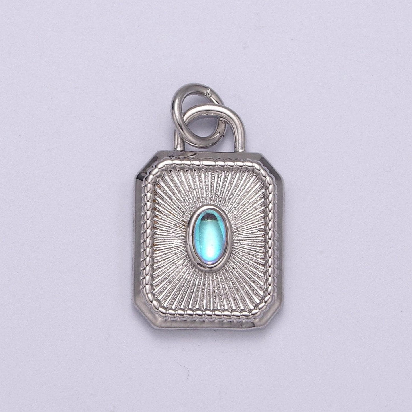 Radiant blue solitaire oval moonstone charm hexagon tag bracelet pendant, gold silvercharm for necklace supply diy jewelry n-209, n-210