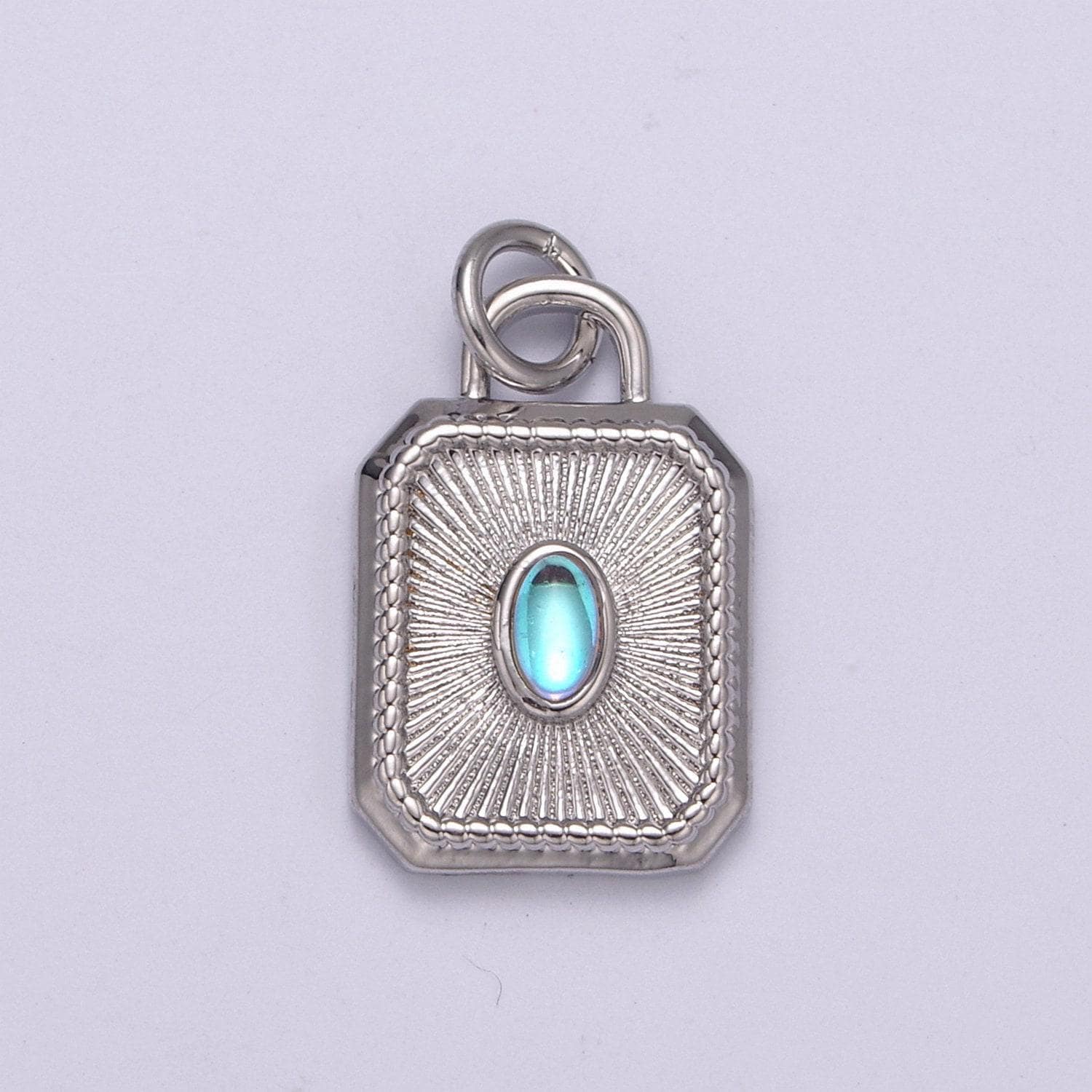 Radiant blue solitaire oval moonstone charm hexagon tag bracelet pendant, gold silvercharm for necklace supply diy jewelry n-209, n-210