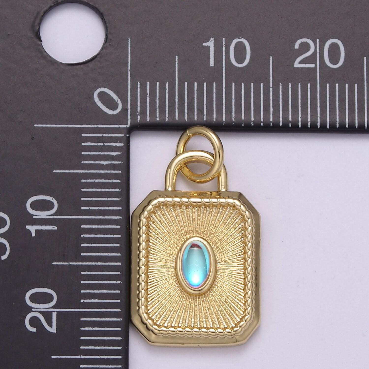 Radiant blue solitaire oval moonstone charm hexagon tag bracelet pendant, gold silvercharm for necklace supply diy jewelry n-209, n-210
