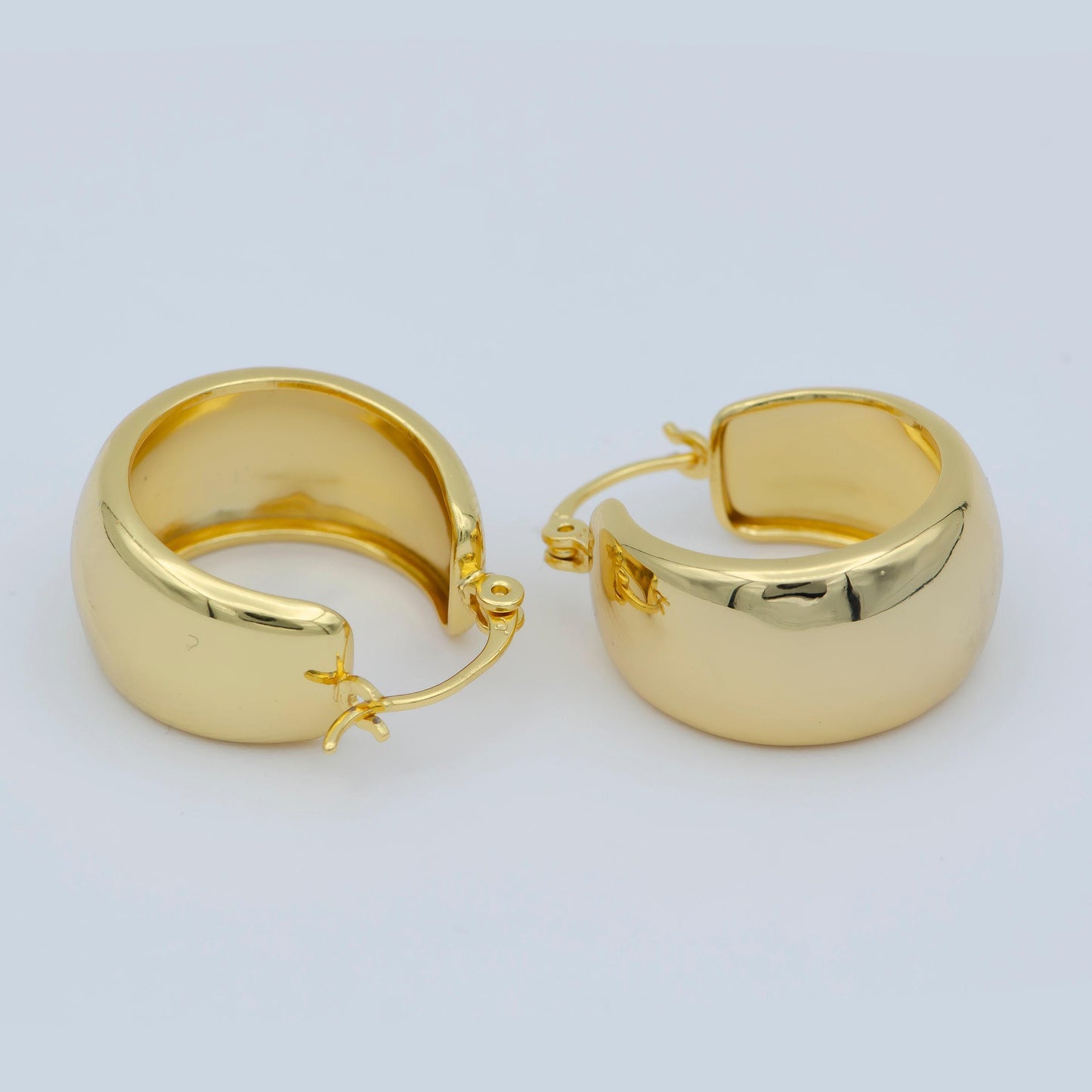Chunky gold earrings, minimalist wide dome hoop earrings in 24k gold filled available in thick gold chunky hoops, p-265