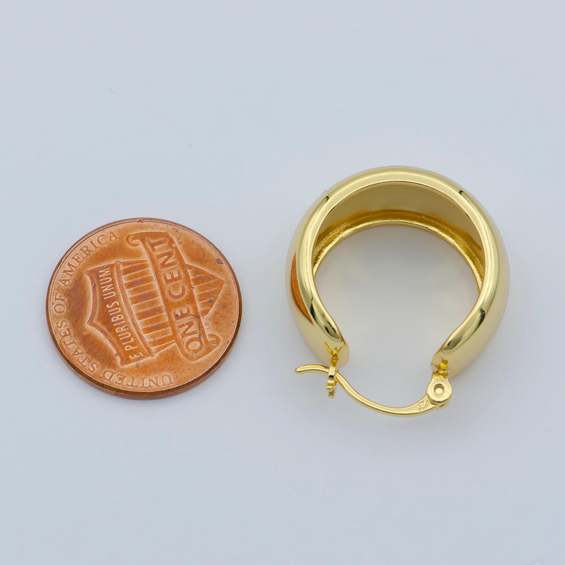 Chunky gold earrings, minimalist wide dome hoop earrings in 24k gold filled available in thick gold chunky hoops, p-265
