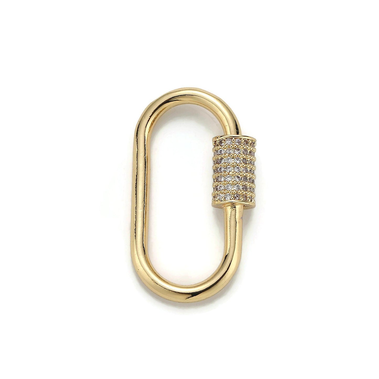 1pc carabiner screw clasp, screw clasp oval , interlocking clasp, pave oval shaped clasps, gold and silver color option, supp-125