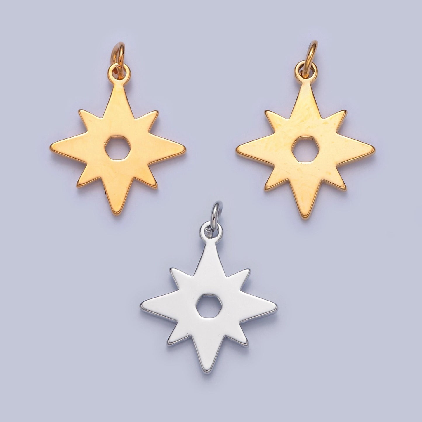 20x15mm open celestial star charm pendant, gold filled north star for diy jewelry making, w-463