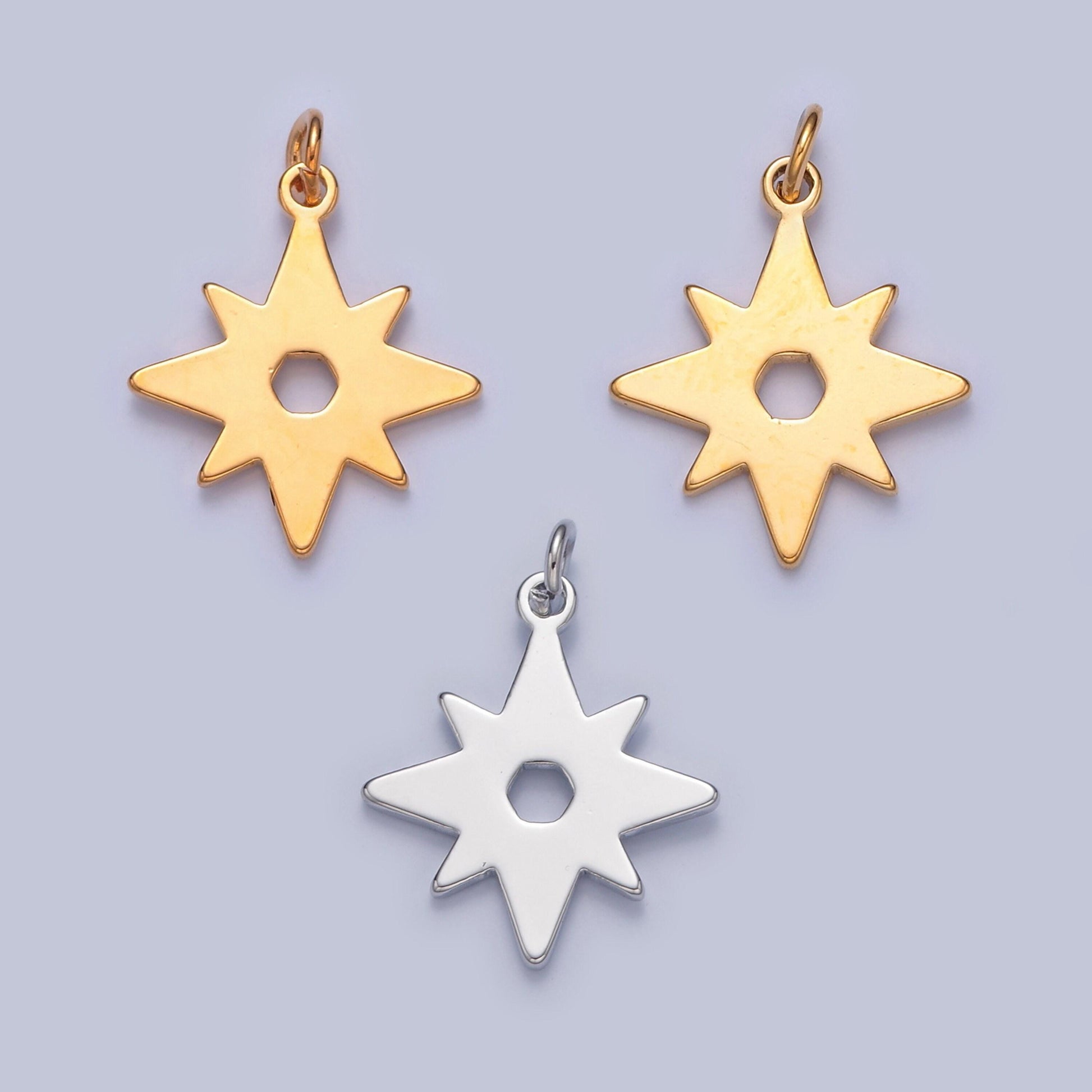 20x15mm open celestial star charm pendant, gold filled north star for diy jewelry making, w-463