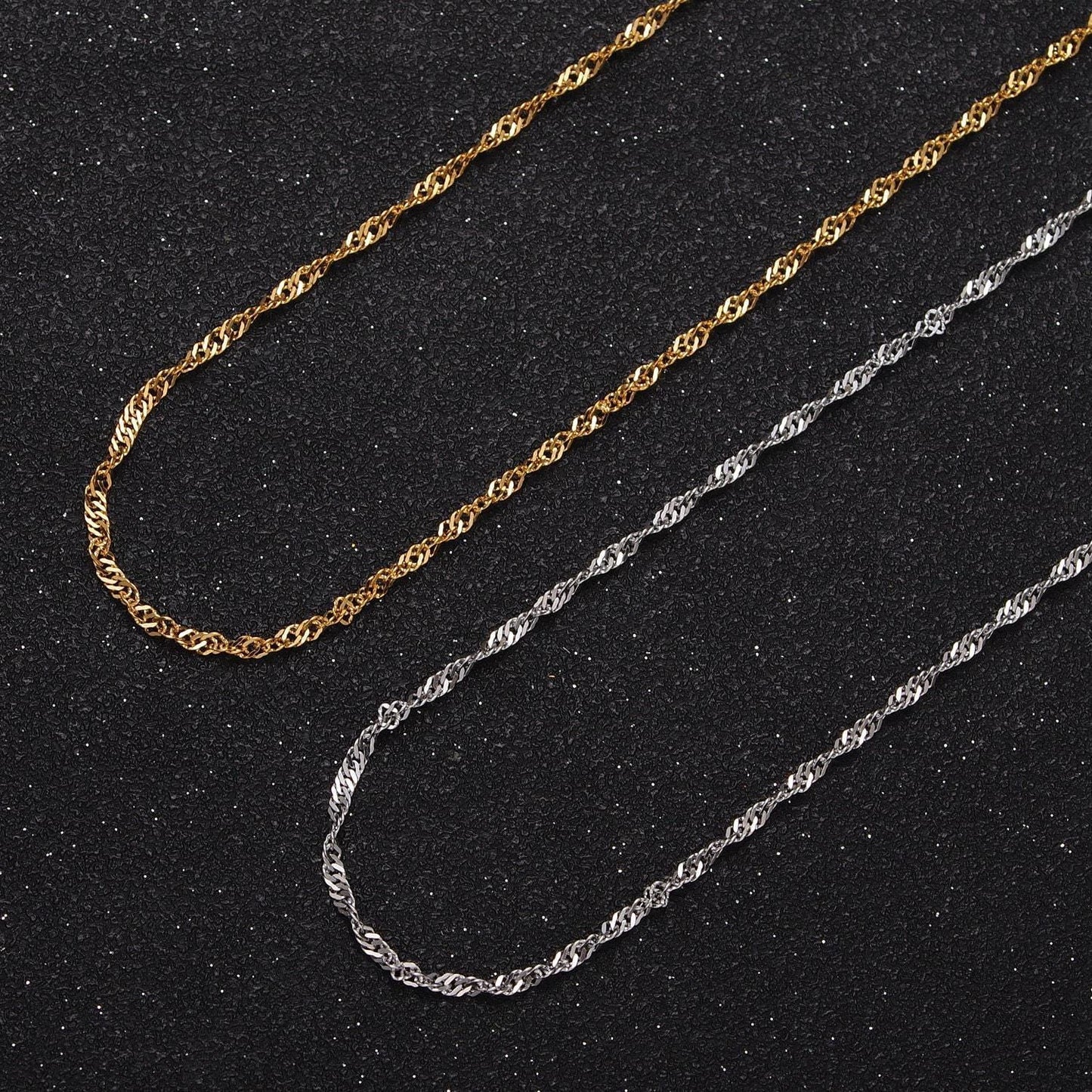 24k gold filled 1.8m singapore twist unfinished bulk chain per yard for jewelry making | roll-929, roll-930