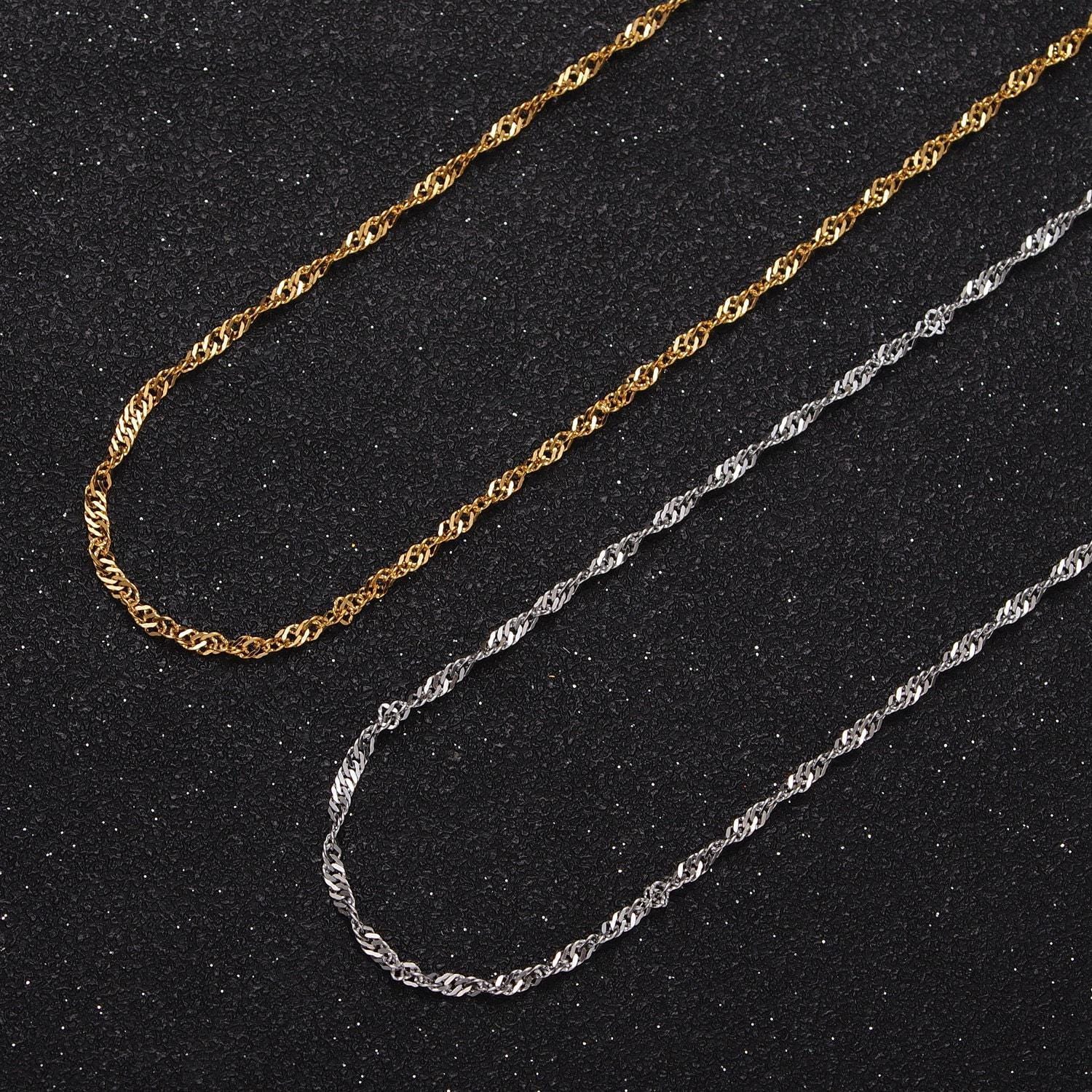 24k gold filled 1.8m singapore twist unfinished bulk chain per yard for jewelry making | roll-929, roll-930