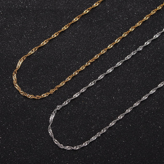 24k gold filled 1.8m singapore twist unfinished bulk chain per yard for jewelry making | roll-929, roll-930