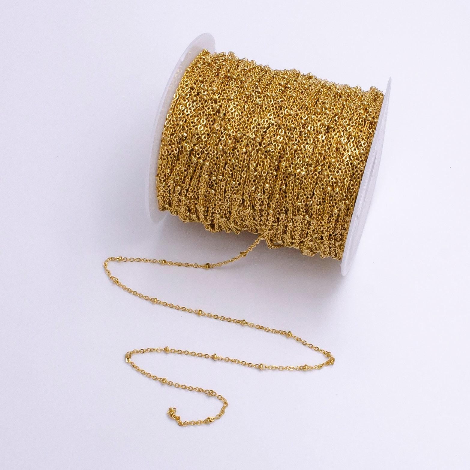 24k gold filled 2.5mm satellite bead rolo unfinished chain for jewelry making | roll-1383