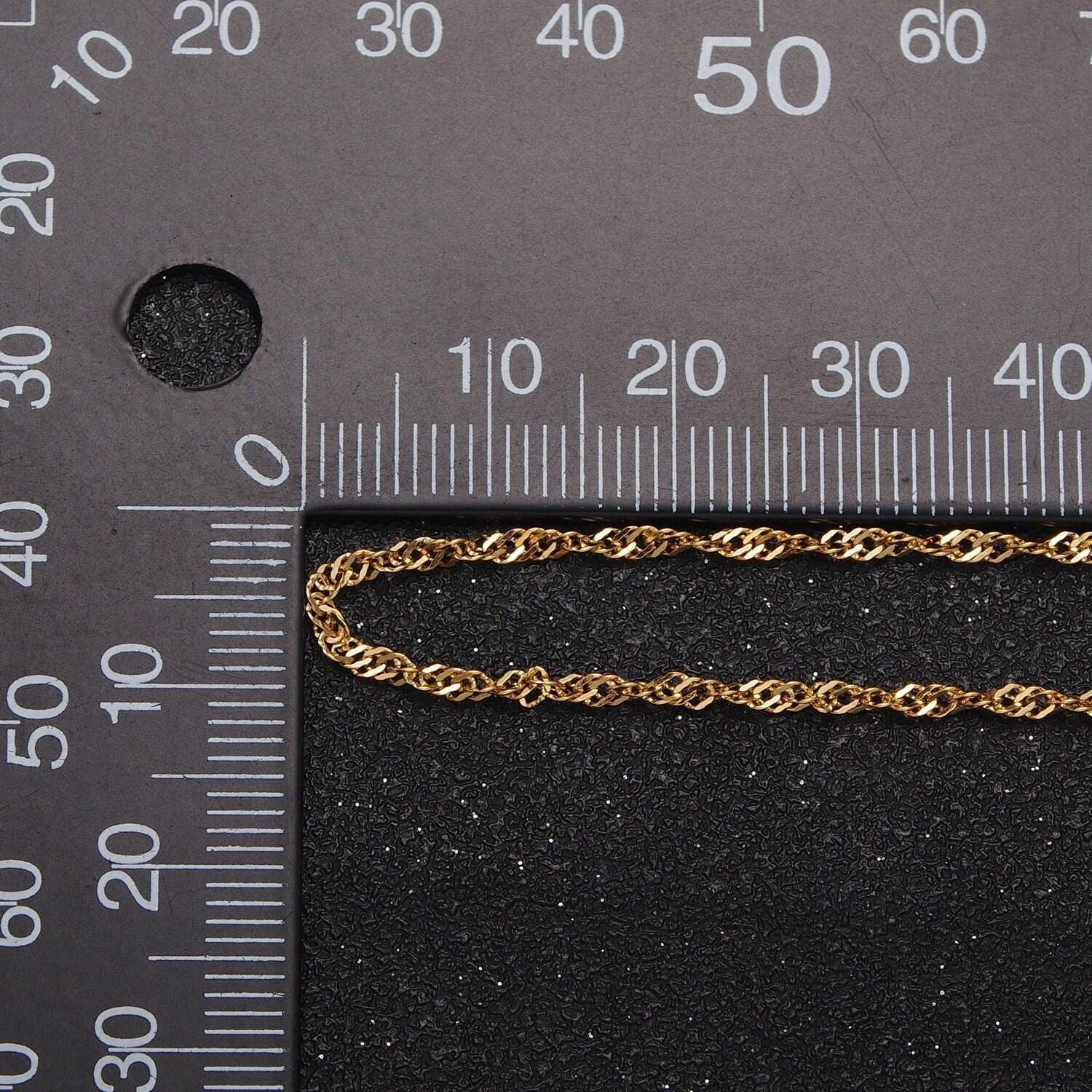24k gold filled 1.8m singapore twist unfinished bulk chain per yard for jewelry making | roll-929, roll-930