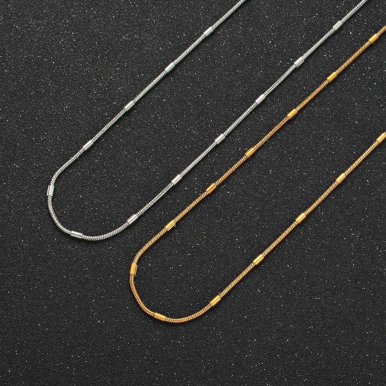 18 inch snake tube chain stainless steel necklace in gold & silver | wa-2612 wa-2613