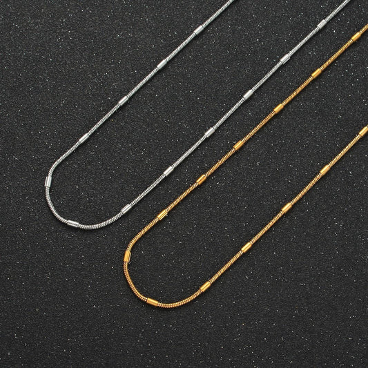 18 inch snake tube chain stainless steel necklace in gold & silver | wa-2612 wa-2613