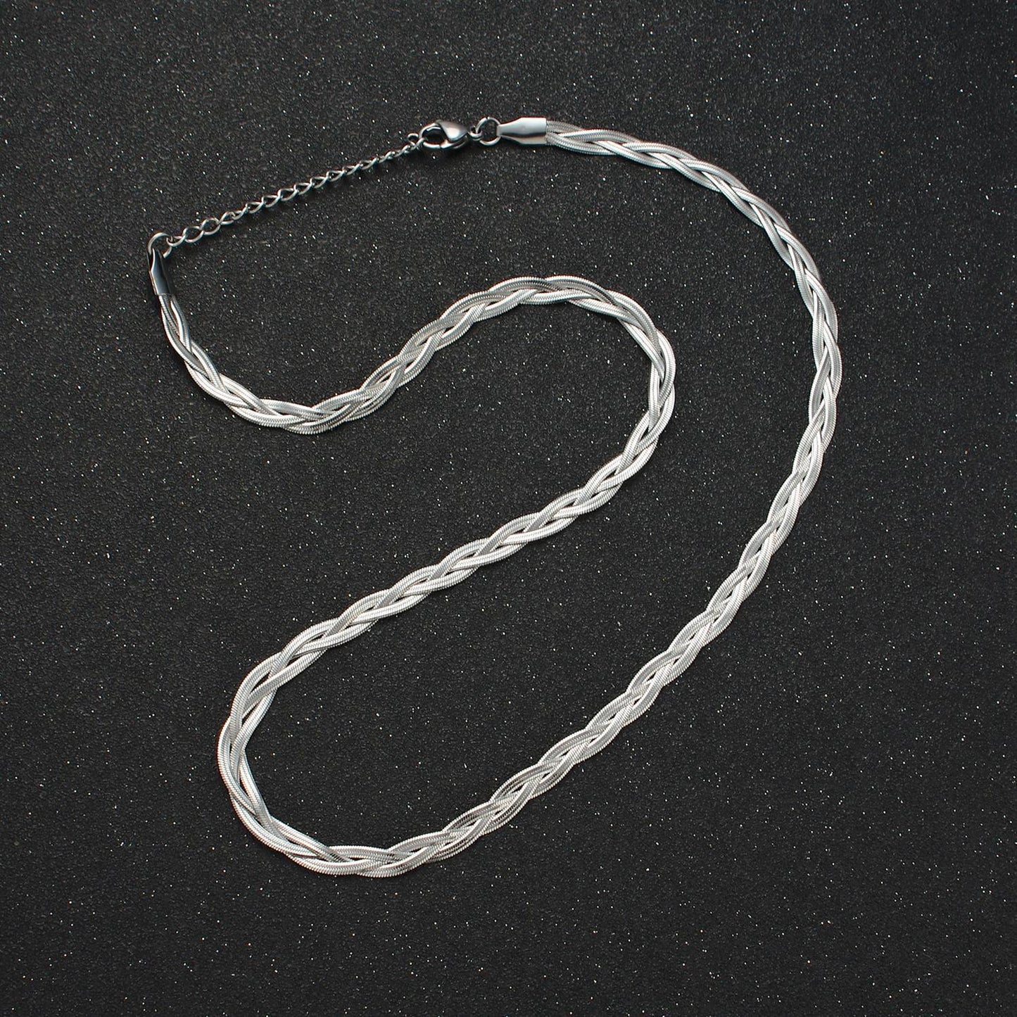 18 inch braided herringbone chain stainless steel necklace in gold & silver | wa-2616 wa-2617