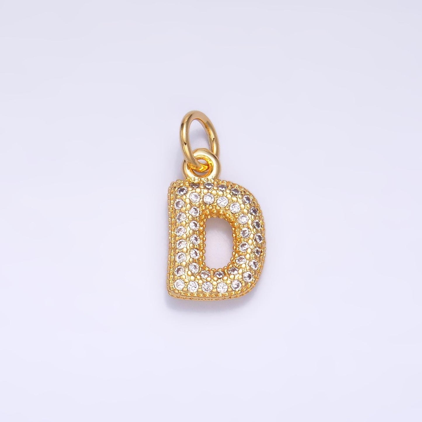 Dainty pave balloon letter necklace pendant cubic zirconia fully ice bubble initial pendant 3d gold letter necklace charm jewelry a015
