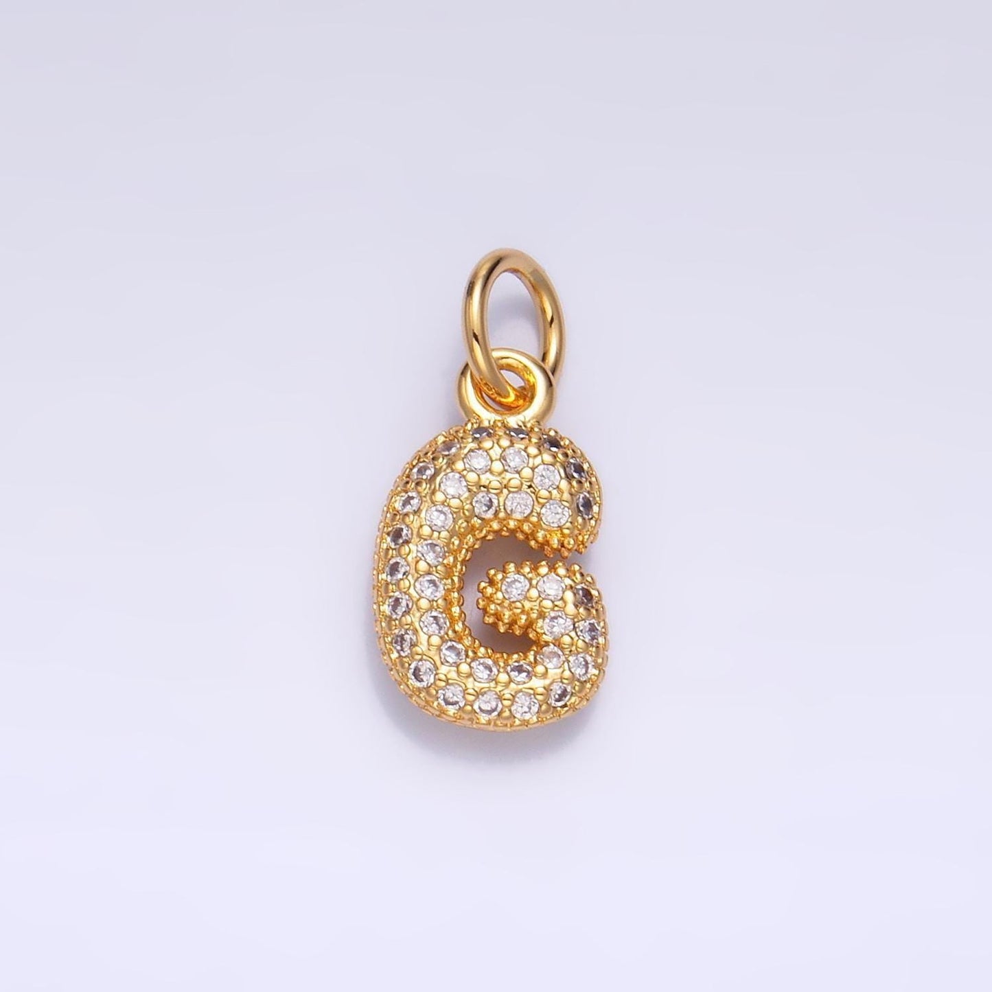 Dainty pave balloon letter necklace pendant cubic zirconia fully ice bubble initial pendant 3d gold letter necklace charm jewelry a015