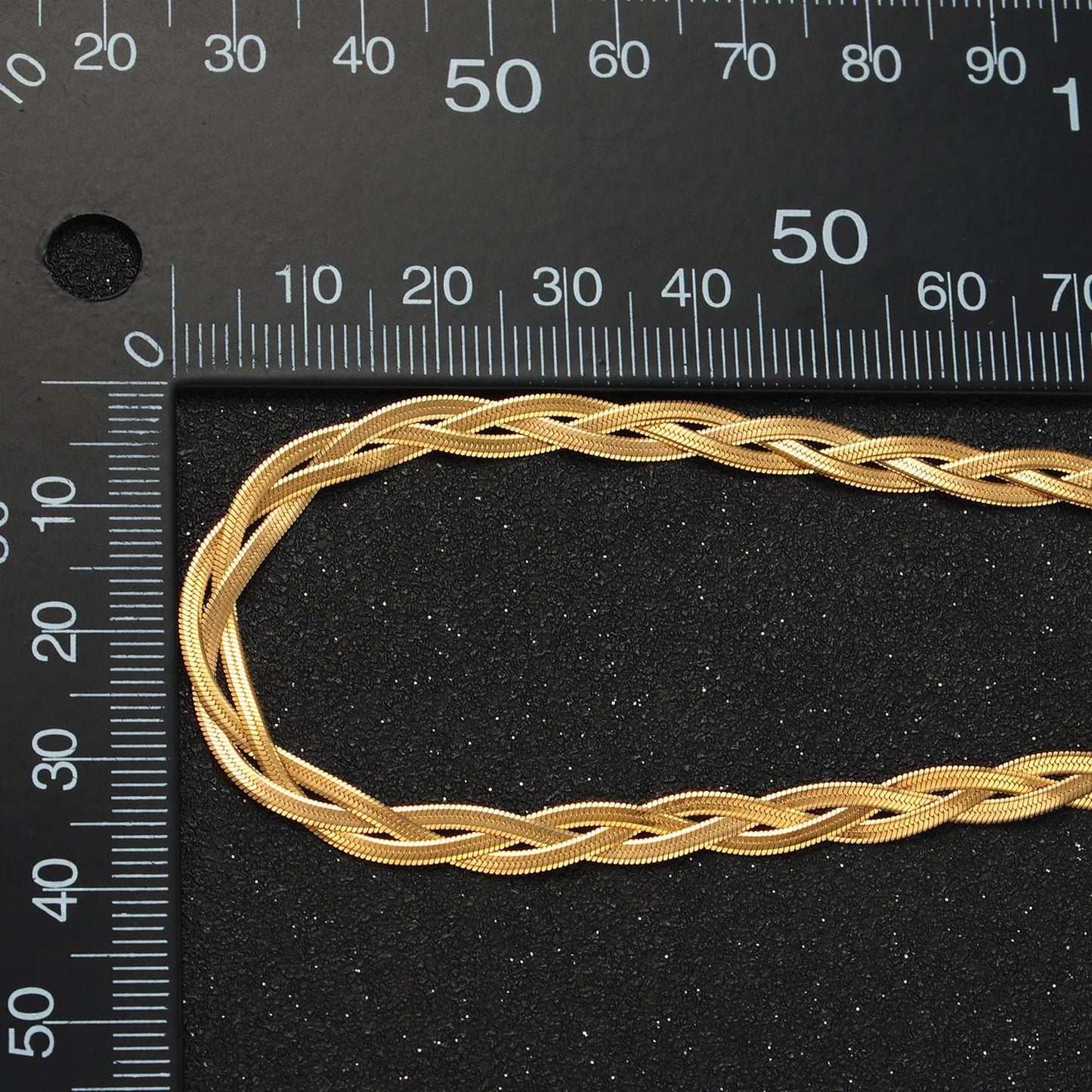 18 inch braided herringbone chain stainless steel necklace in gold & silver | wa-2616 wa-2617