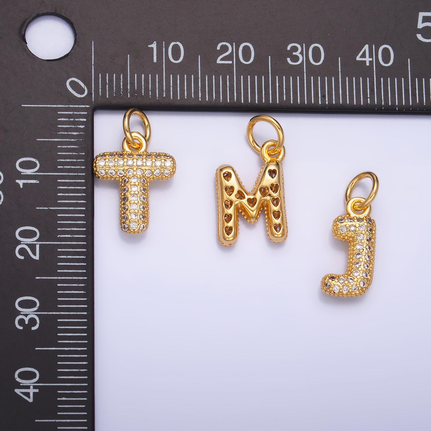 Dainty pave balloon letter necklace pendant cubic zirconia fully ice bubble initial pendant 3d gold letter necklace charm jewelry a015