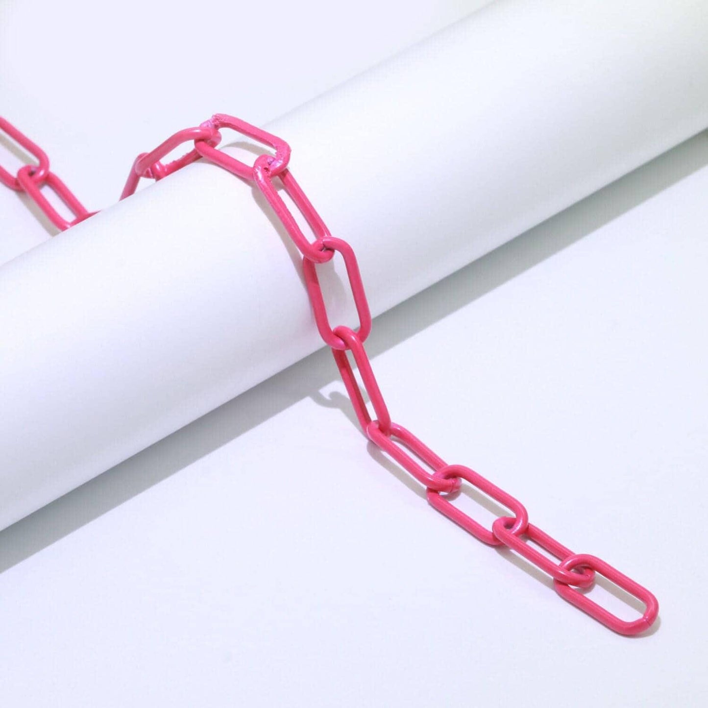 Enamel rolo cable link elongated chain by yard, summer colorful chain supply wholesale bulk roll chain for jewelry making, 527 - 533