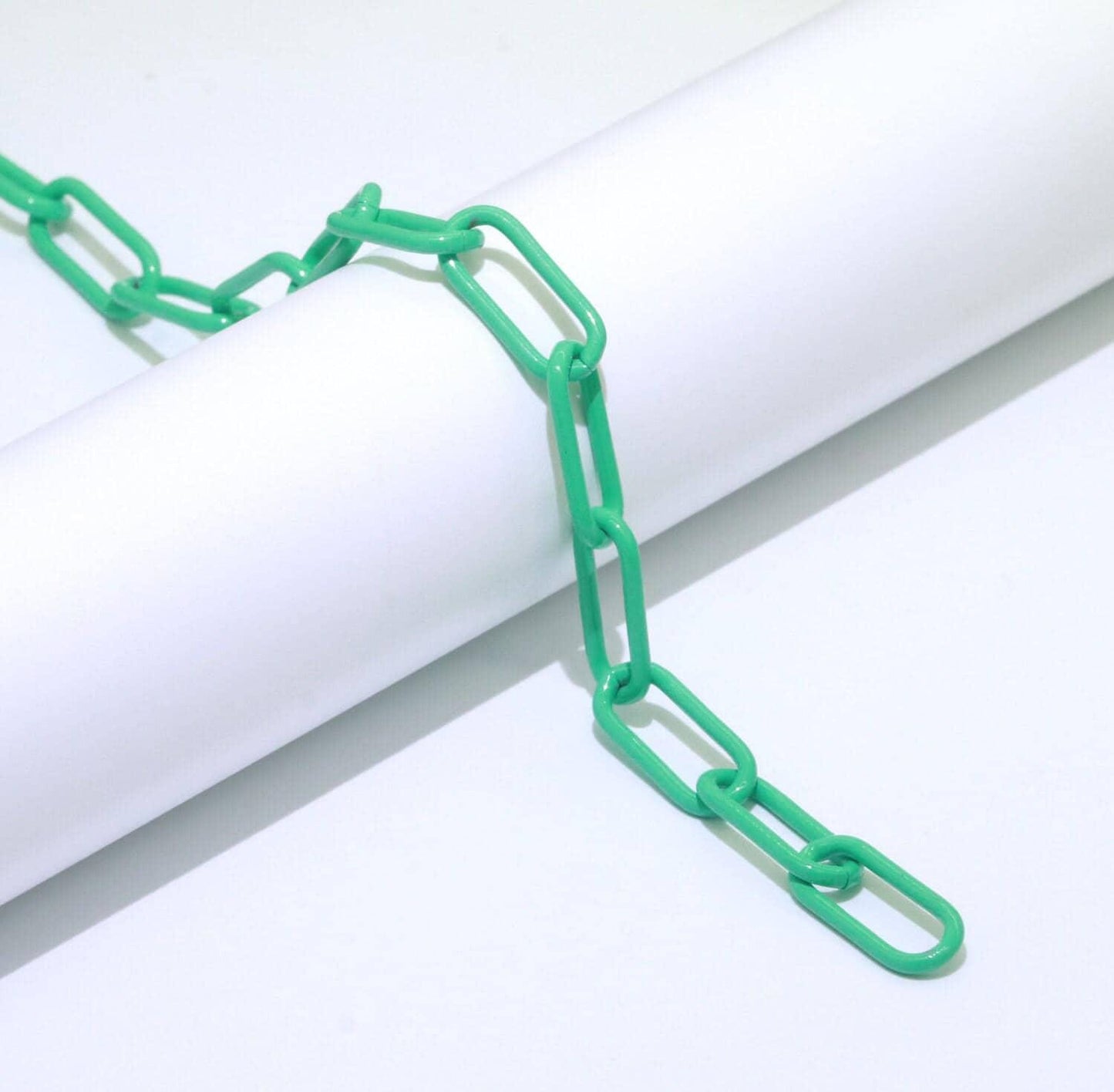 Enamel rolo cable link elongated chain by yard, summer colorful chain supply wholesale bulk roll chain for jewelry making, 527 - 533
