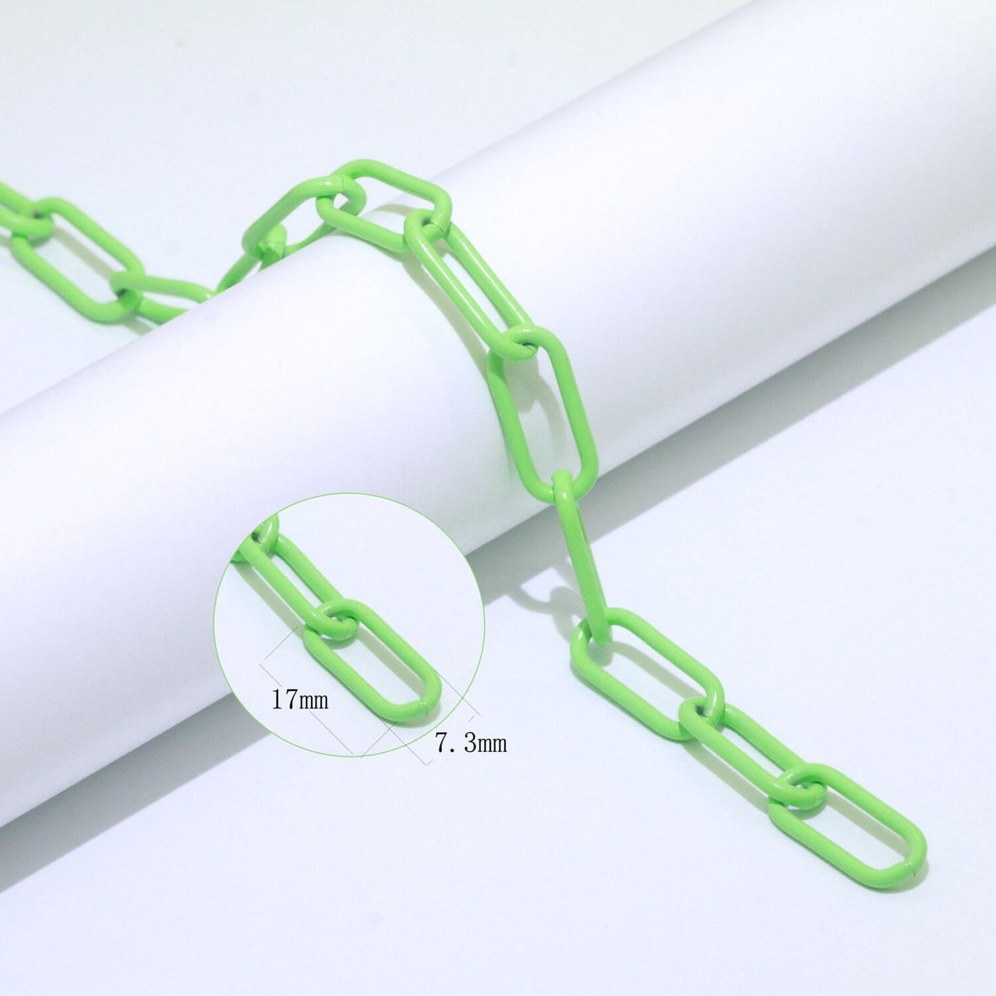 Enamel rolo cable link elongated chain by yard, summer colorful chain supply wholesale bulk roll chain for jewelry making, 527 - 533