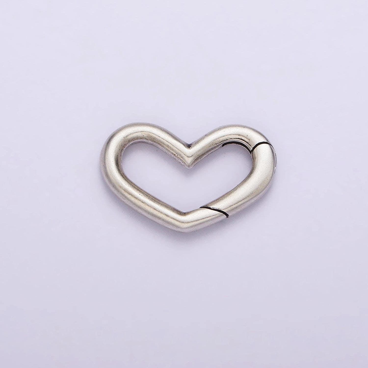 S925 sterling silver hinged heart push gate ring clasp charm pendants interchangeable connectors sl-307