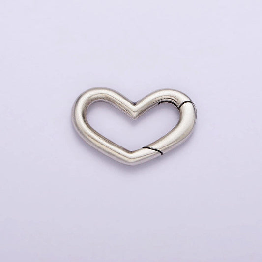 S925 sterling silver hinged heart push gate ring clasp charm pendants interchangeable connectors sl-307