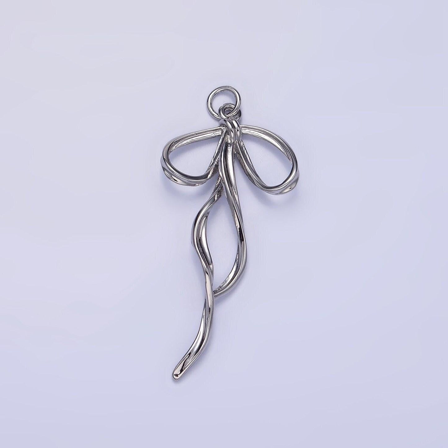 Minimalist gold ribbon bow tie charm dainty swirl bow charm for necklace bracelet earring component d-440