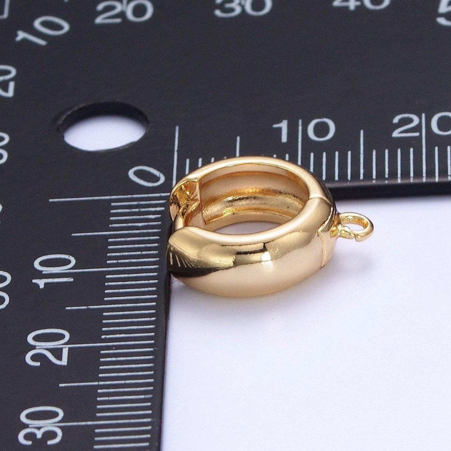 1 pair 24k gold plated round one touch earring, round minimalistic hoop jewelry earring | l-817