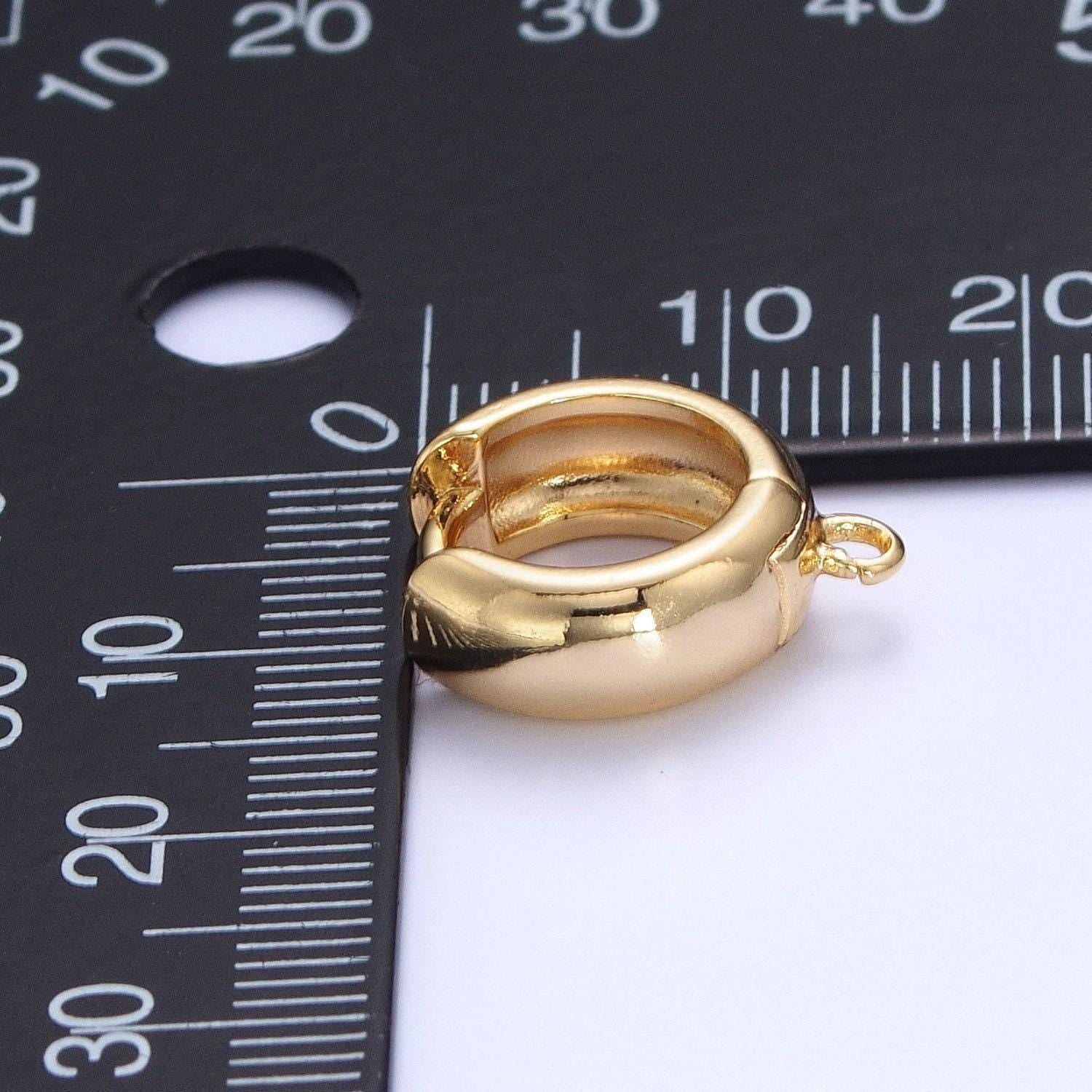 1 pair 24k gold plated round one touch earring, round minimalistic hoop jewelry earring | l-817