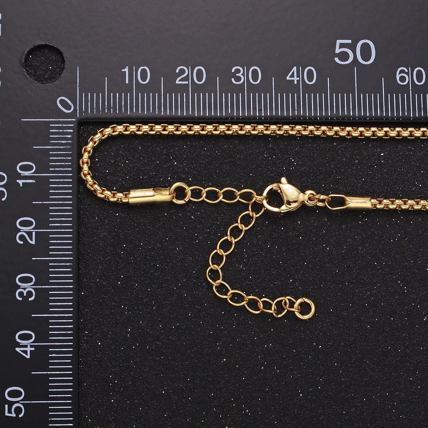 17 inch rounded box chain gold filled dainty box link necklace ready to wear for jewelry making w/ clasp wa-2434