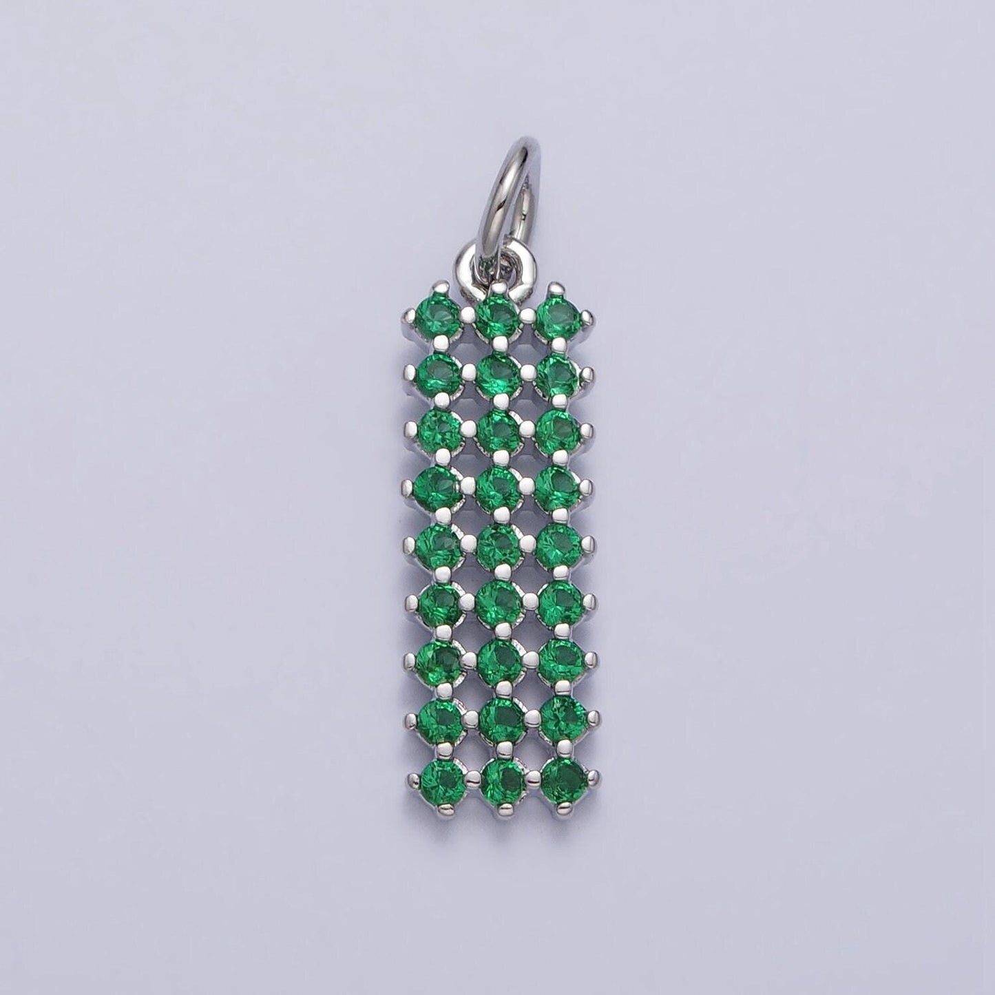 Clear, green cz micro paved rectangular bar add-on charm in gold & silver pendant for dangel earring necklace supply | ac205 ac206