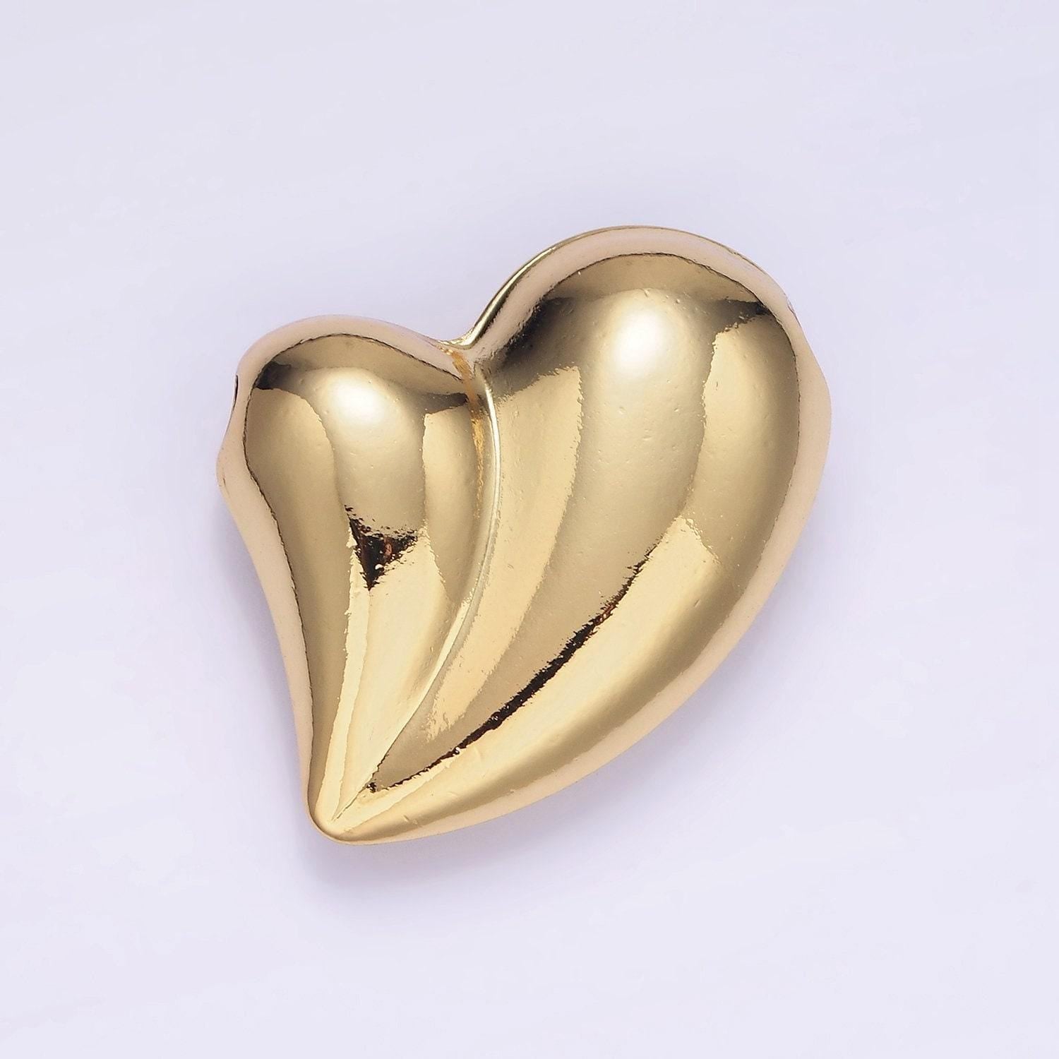 Puffy 14k gold filled heart charm balloon bead | b-877