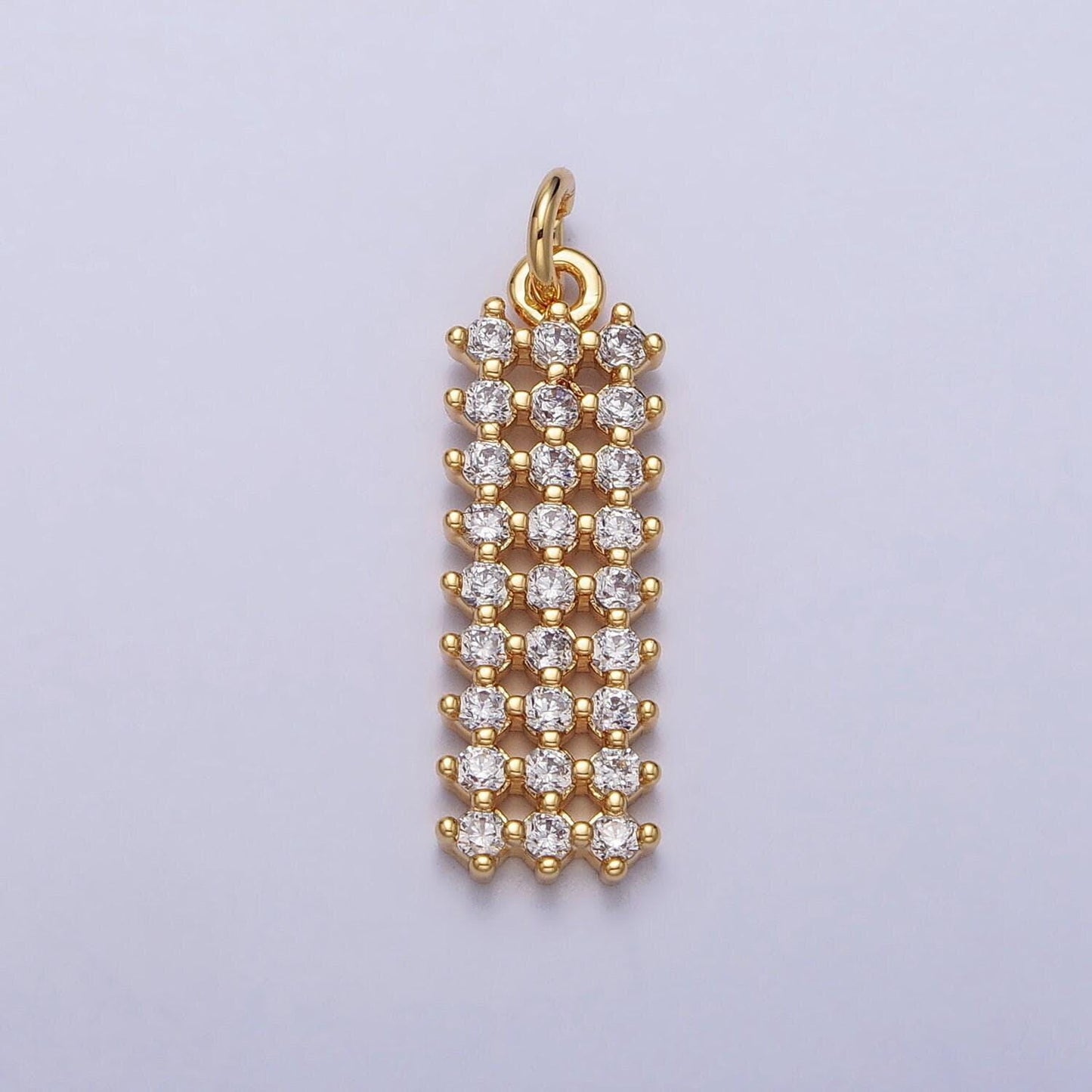 Clear, green cz micro paved rectangular bar add-on charm in gold & silver pendant for dangel earring necklace supply | ac205 ac206