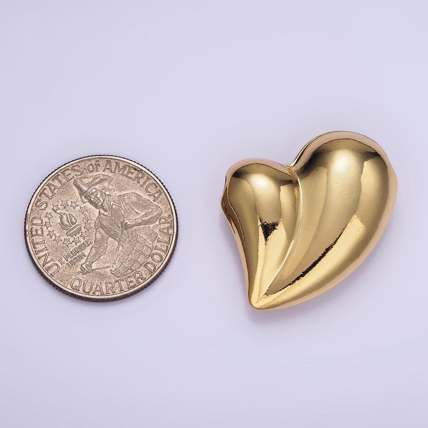 Puffy 14k gold filled heart charm balloon bead | b-877