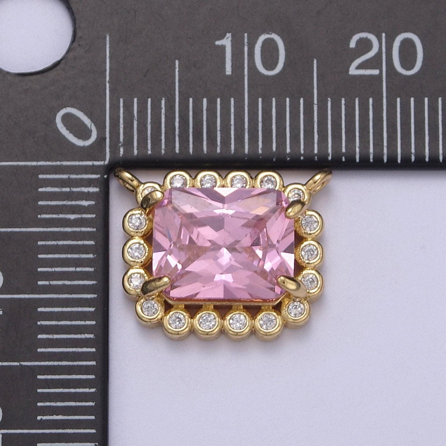 Cz square link connector 14k gold filled cz link connectors, jewelry making supplies, cubic zirconia geometric jewelry f-749