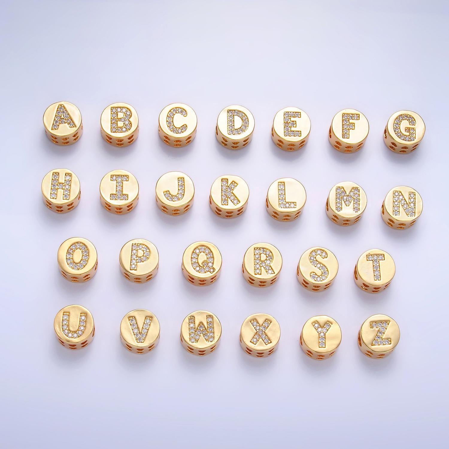 12mm gold initial letter beads, alphabet beads, initial beads, alphabet round micro pave initial circle charm for bracelet necklace a1526