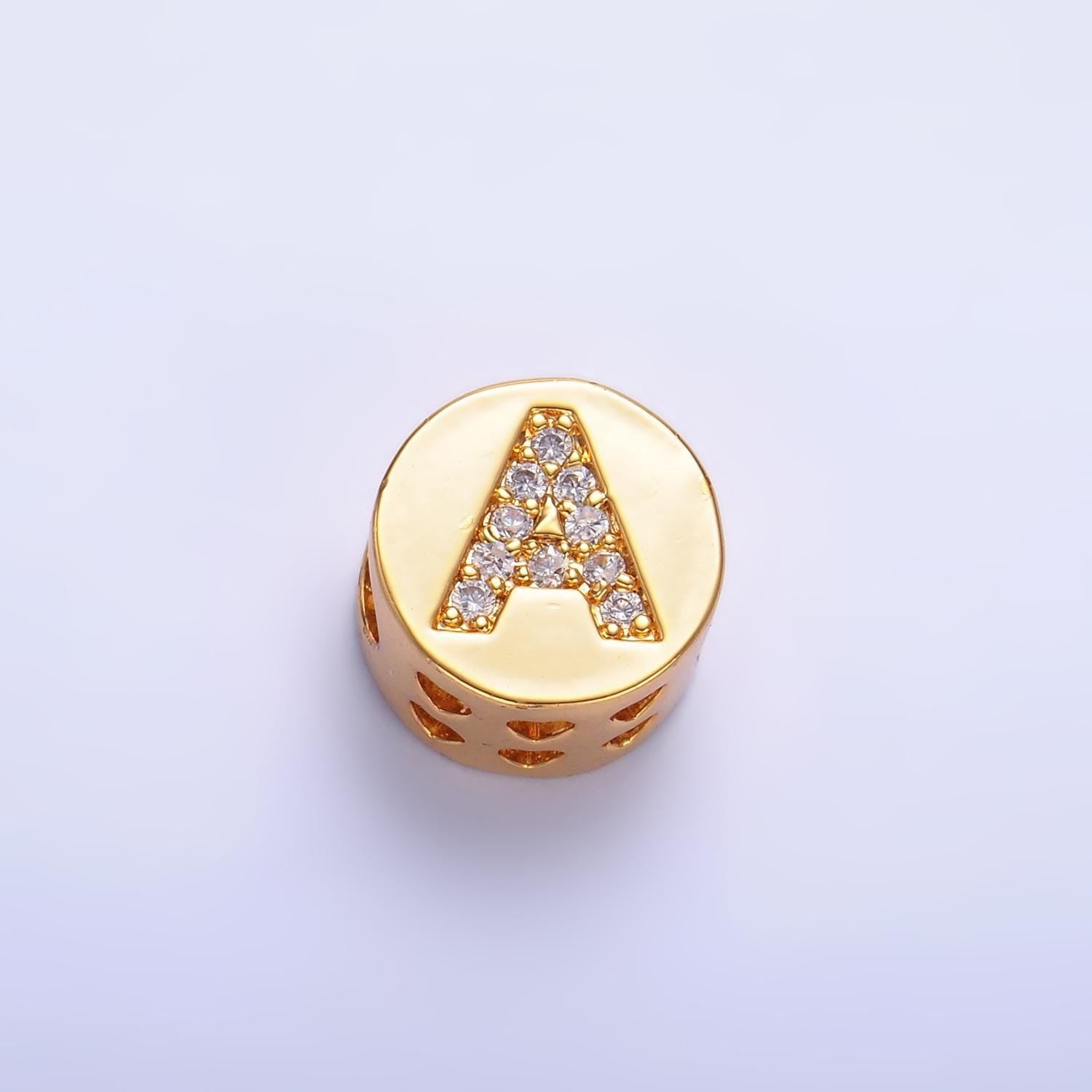 12mm gold initial letter beads, alphabet beads, initial beads, alphabet round micro pave initial circle charm for bracelet necklace a1526