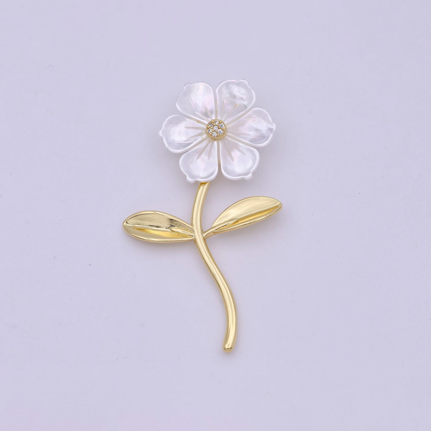14k gold filled 52mm micro paved bindweed flower pendant | h469