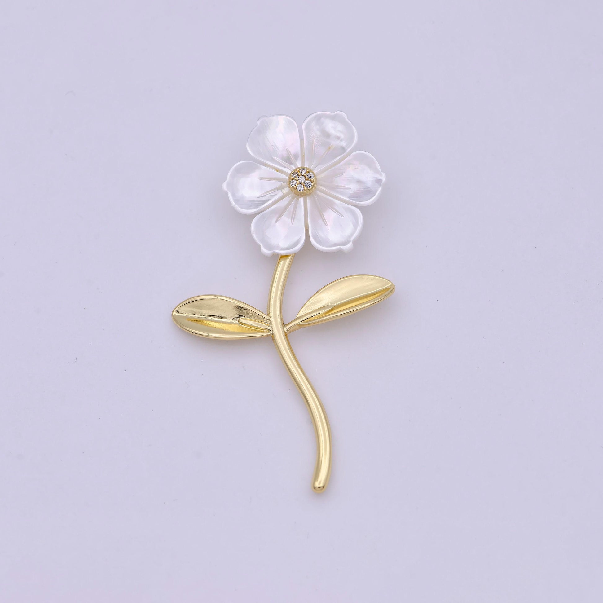 14k gold filled 52mm micro paved bindweed flower pendant | h469