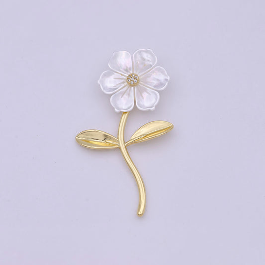 14k gold filled 52mm micro paved bindweed flower pendant | h469