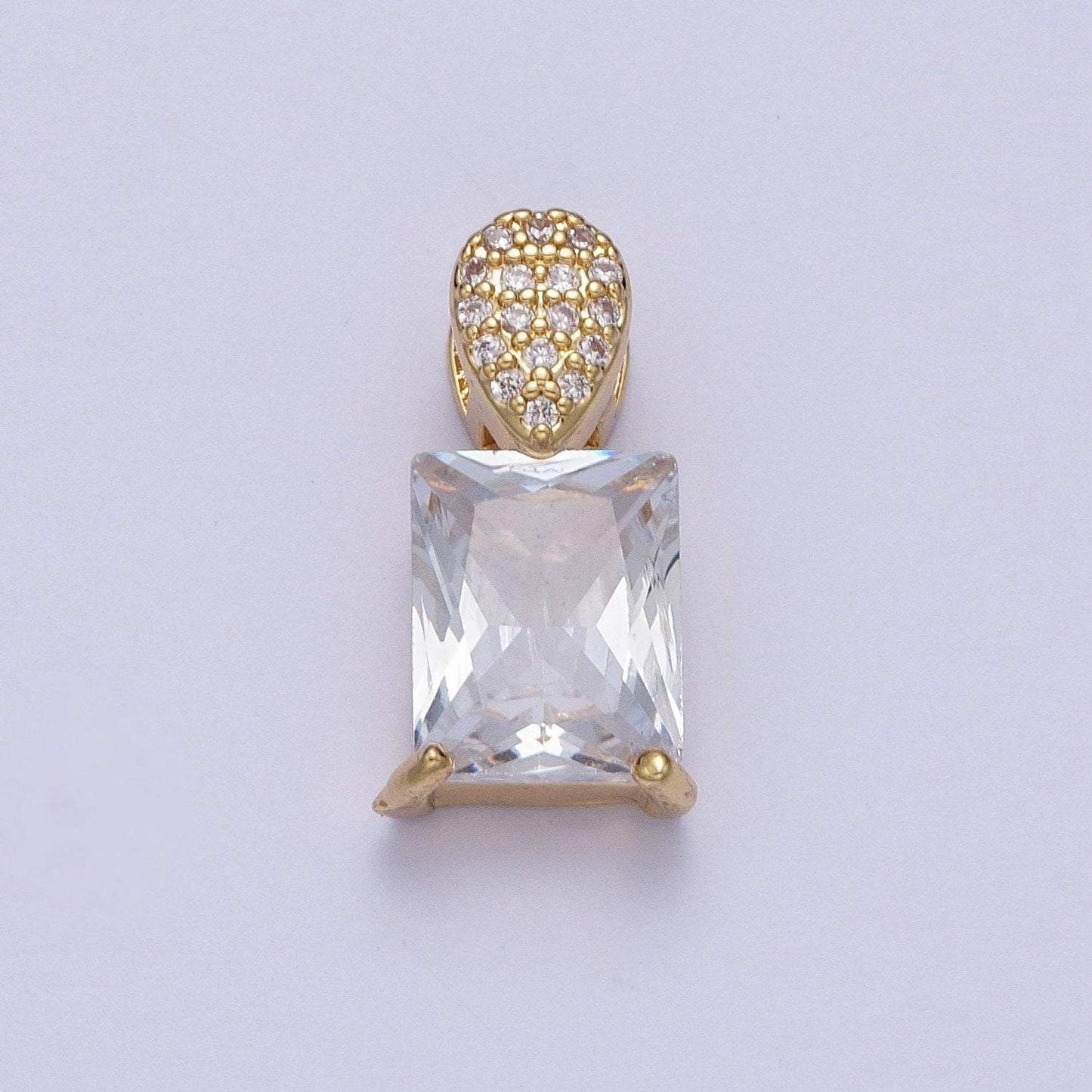 Rectangle emerald cut solitaire pendant necklace square cz diamond charm for bridal wedding necklace dainty necklace h-405
