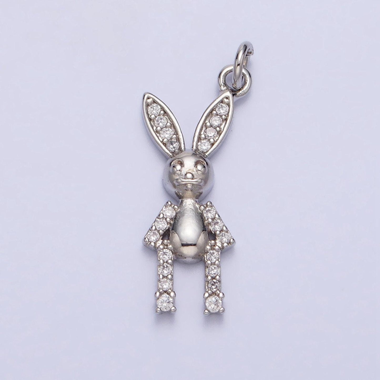 Minimalist micro paved cz rabbit bunny animal add-on charm in gold & silver | ac232 ac233