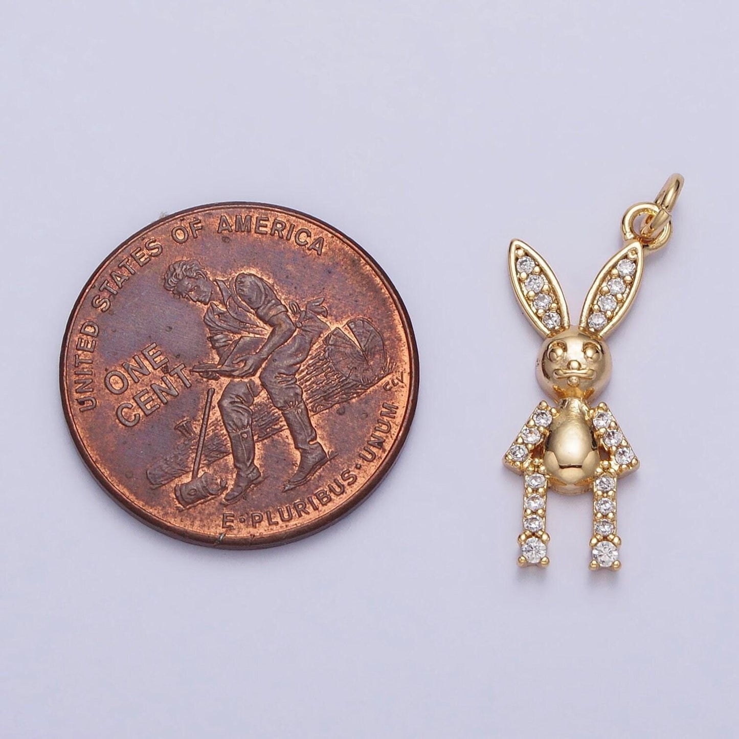 Minimalist micro paved cz rabbit bunny animal add-on charm in gold & silver | ac232 ac233