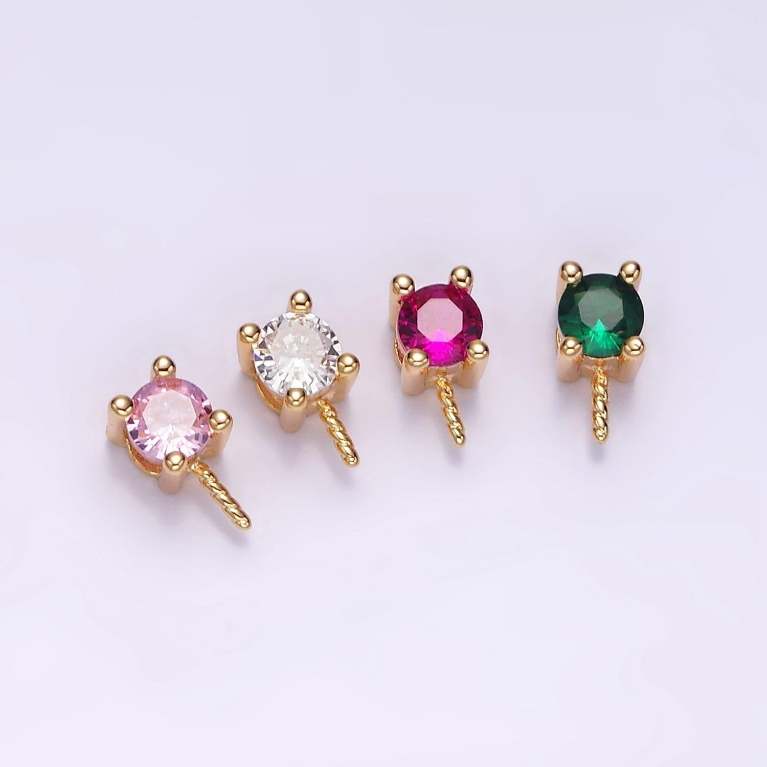 Gold peg bail caps for half drilled pearls and beads gold tone bead caps with peg with cz stone z-516