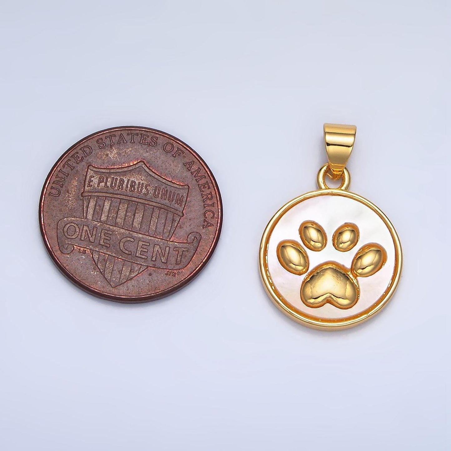 Round stamped puppy dog paw print 24k gold filled pendant | aa-983