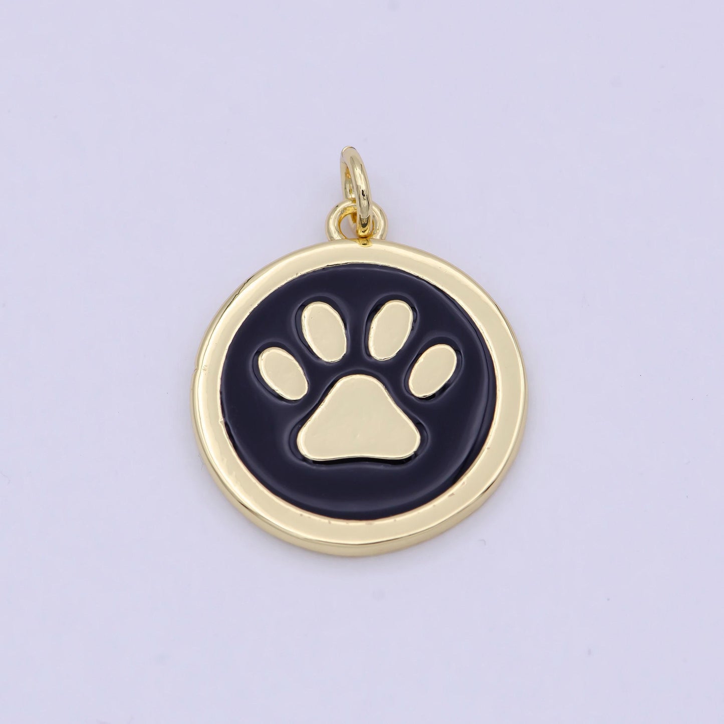 Dainty coin charm with paw print animal dog puppy charm for pet jewelry collar supply w-157