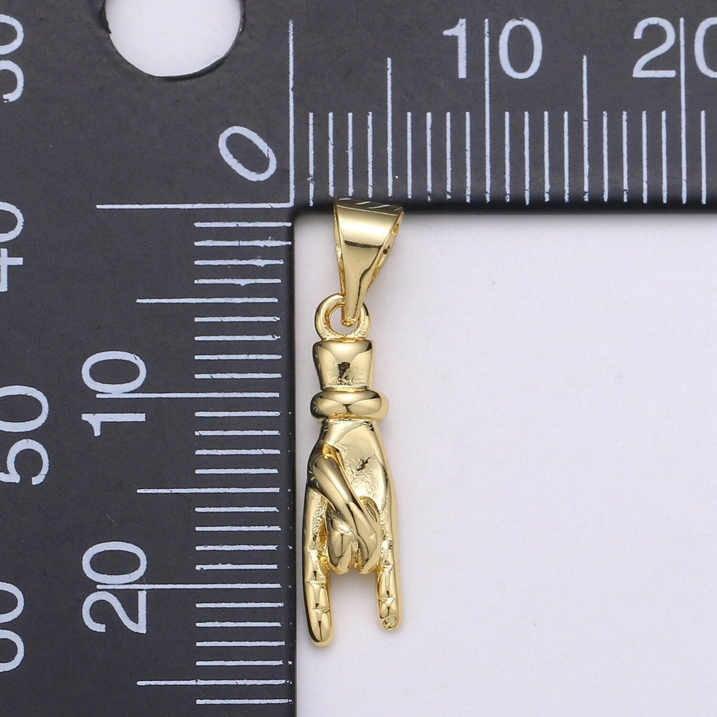14k gold filled hand charm mano cornuto good luck sign pendant hand gesture charm pendant for necklace bracelet earring supply, pdgf-1924
