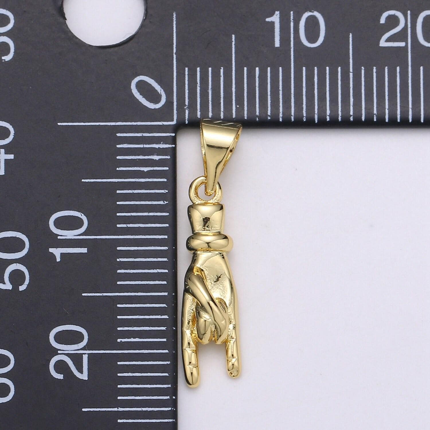 14k gold filled hand charm mano cornuto good luck sign pendant hand gesture charm pendant for necklace bracelet earring supply, pdgf-1924