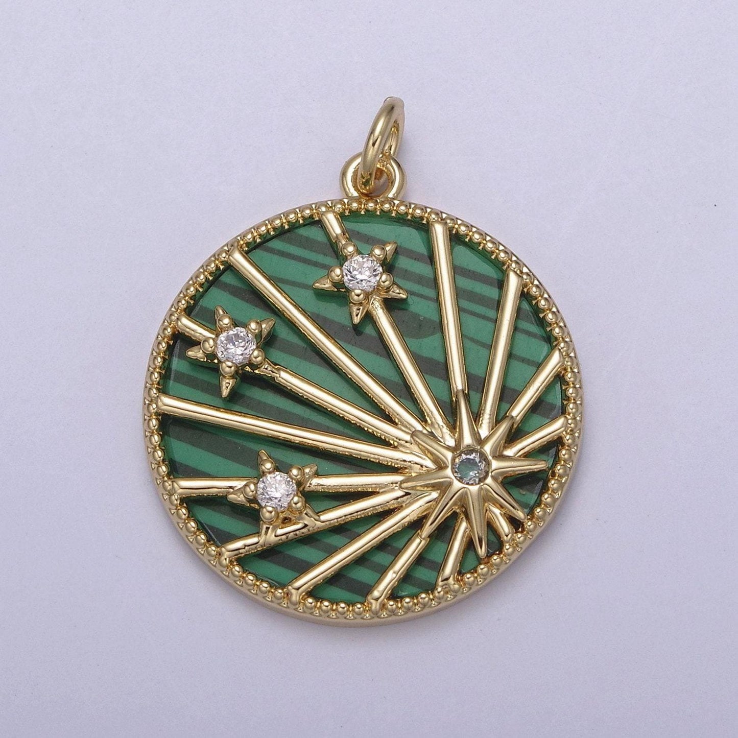 14k gold filled malachite, abalone, pearl, turquoise, tiger eye celestial north star pendant | diy fashion charm necklace bracelet| n-890