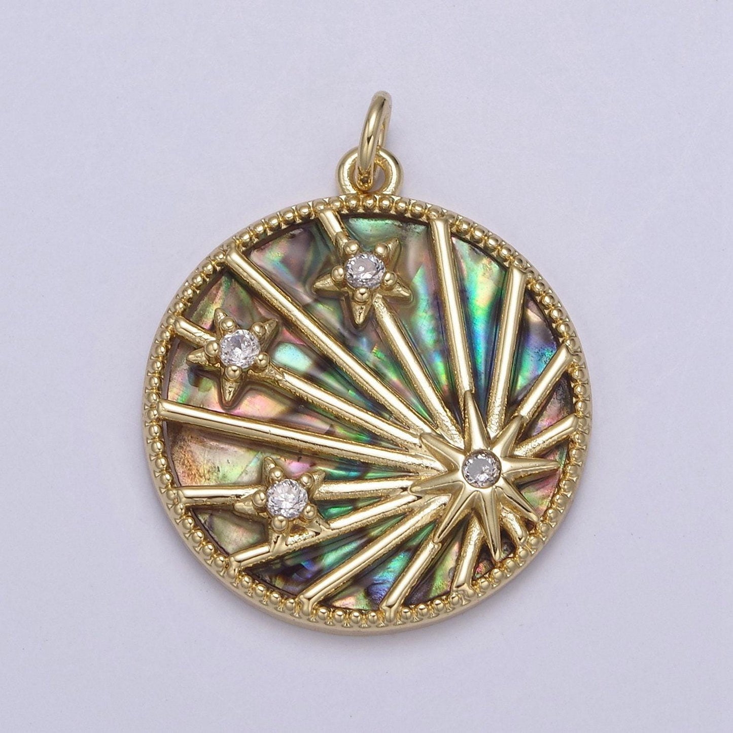 14k gold filled malachite, abalone, pearl, turquoise, tiger eye celestial north star pendant | diy fashion charm necklace bracelet| n-890